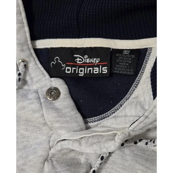 Vintage Disney Store Donald Duck Gray Quarter Button Hoodie Large/XL - Picture 7 of 13